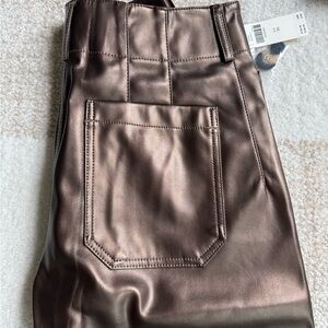Metallic Bronze Faux Leather Skirt